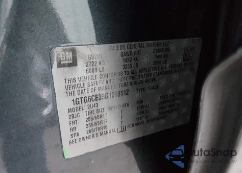 2016 GMC Canyon Sle z USA, uszkodzony, nr VIN 1GTG6CE33G1268112